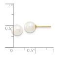 thumbnail image 2 of 10k Solid Gold 6-7mm White Round Freshwater Cultured Pearl Stud Post Earrings Stud Earring for Women, 2 of 2