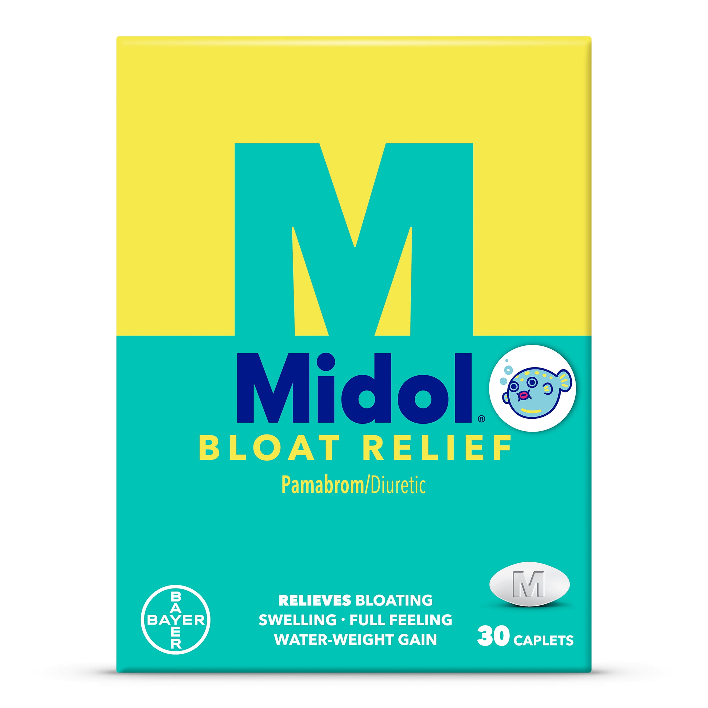 (3 pack) Midol Bloat Relief, Bloating Relief Caplets, 30 Count