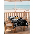 thumbnail image 3 of 52x70 Inch Outdoor Tablecloth with Umbrella Hole Zipper Rectangle Black White Wildflowers Rectangular Tablecloths Outside Waterproof Farmhouse Dandelions Botanical Patio Table Cloth Cover for Picnic, 3 of 8