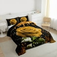 thumbnail image 3 of Homewish Gold Glitter Print Full Size Comforter Sets,Romsntic Yellow Rose Bedding Comforter Set,Rustic Flower Floral Bedding Sets For Adults,Ultra Soft Home Decor Reversible,3-Piece, 3 of 8