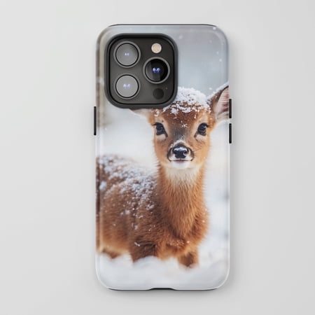 Baby Deer For All iPhone Series Tough Phone Case Winter Theme White