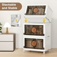thumbnail image 3 of BROVIEW 480QT  Plastic Storage Bins with Lids, Large Stackable Storage Bins with Wheels, 120GalCollapsible Closet Organizer and Storage Drawers, Storage Cabinets for Home, Office, 4 Pack, White Brown, 3 of 8