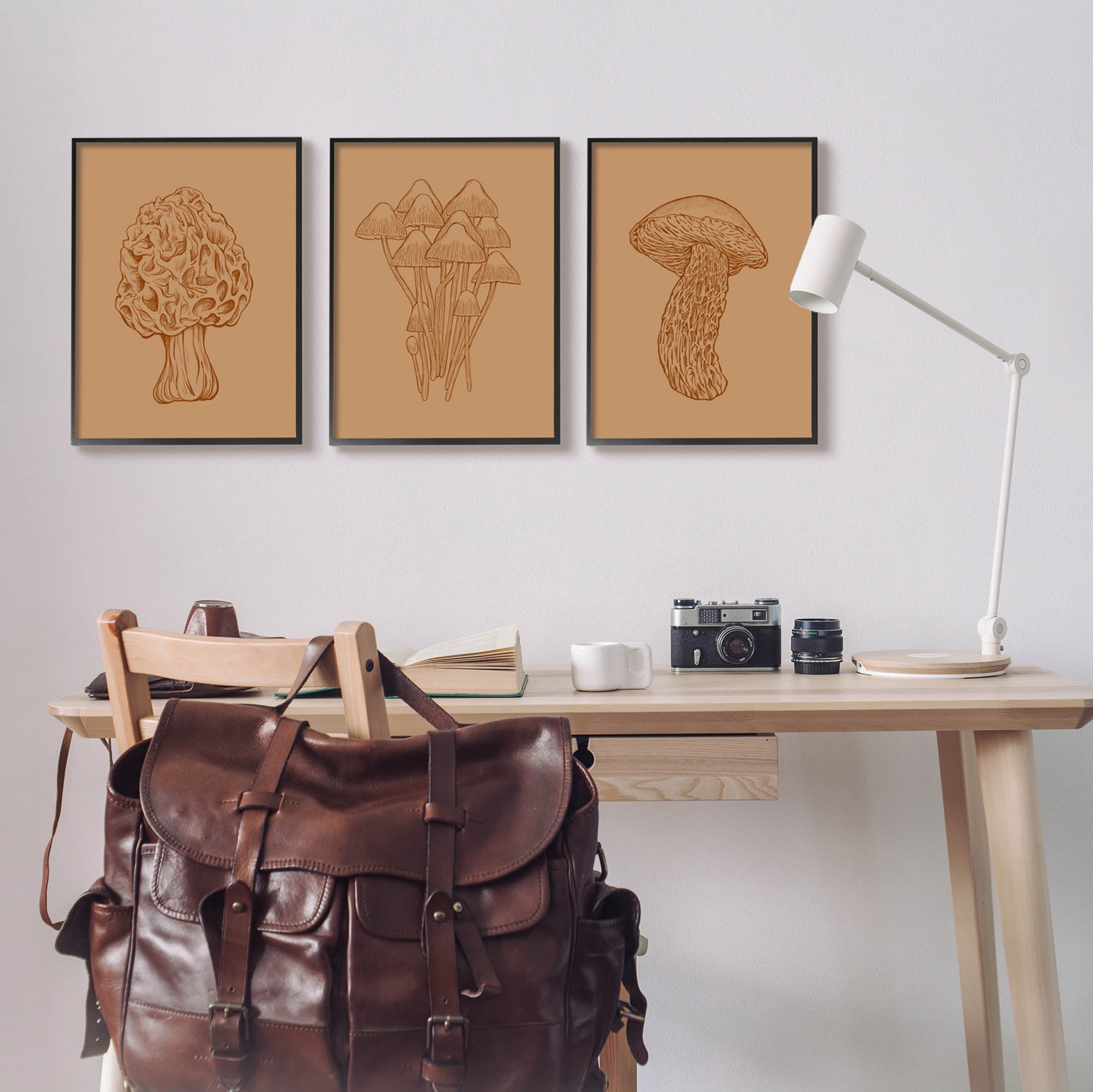 Stupell Industries Natural Cottage Mushroom Botanicals Graphic Art Black Framed Art Print Wall Art, Set of 3, Design by Ziwei Li
