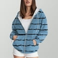 thumbnail image 4 of Towmus Oversized Zip Up Hoodie for Women Casual Baggy Loose Basic Zipper Striped Hooded Sweatshirt Coat Y2K Jacket with Pockets for Fall Winter, 4 of 6