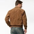 thumbnail image 4 of Men's Baseball Leather Jacket Vintage bomber Suede Jackets (M, Brown), 4 of 6