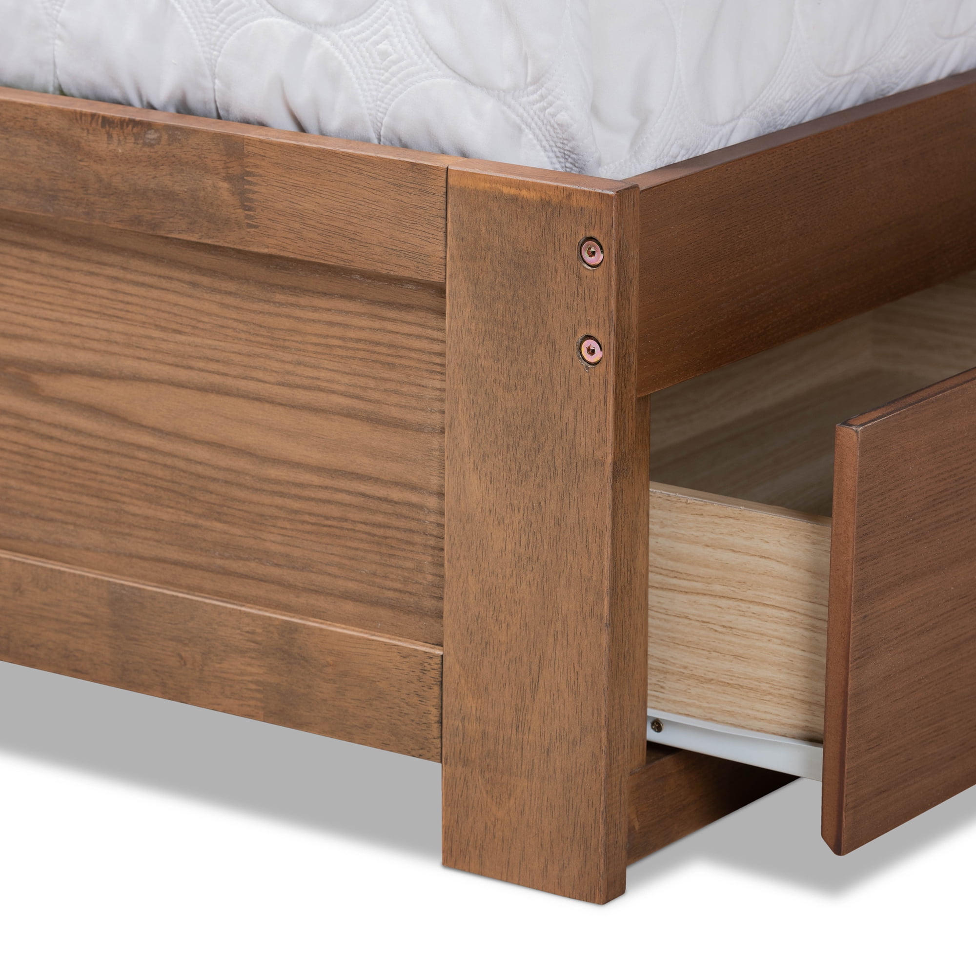 Baxton Studio Lisa Modern and Contemporary Transitional Ash Walnut Brown Finished Wood Queen Size 3-Drawer Platform Storage Bed