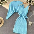 thumbnail image 2 of SRZYMJ Womens Sweater Sets Winter Chunky Cable Knit 2 Piece Outfits Sweater Skirt Set, 2 of 5