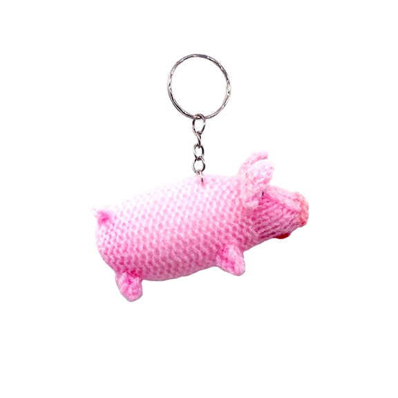 Farm Animal Puppet Wool Figurine Lightweight Keychain Metal Ring - Handmade Gifts Boho Car Keys Bag Accessories