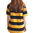 thumbnail image 4 of CNKOO T-Shirt à Col Rayé Jaune et Noir pour Femmes, Blouse Décontractée à Manches Mi-Longues, 4 of 5
