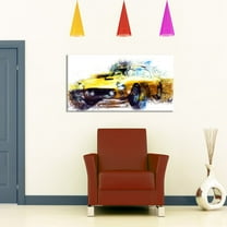 DESIGN ART  "Yellow Classic Car" 32-inch Canvas Art Print