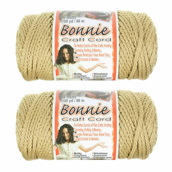 2 Pack Bonnie Macrame Cord - 4mm - 100 yd Lengths - Various Colors