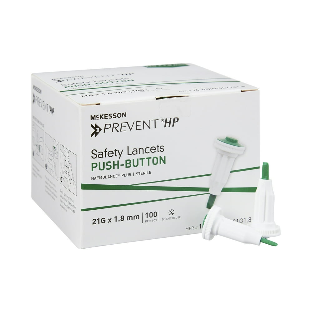 McKesson Prevent Fixed Depth Lancet Lancet 21 Gauge Needle 1.8 mm Depth