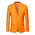 thumbnail image 2 of BiZtdJrK Mens Wedding Party Blazer Notched Lapel Long Sleeve Two Button Suit Jackets Big and Tall Regular Fit Casual Sport Coat Orange XXXL, 2 of 8