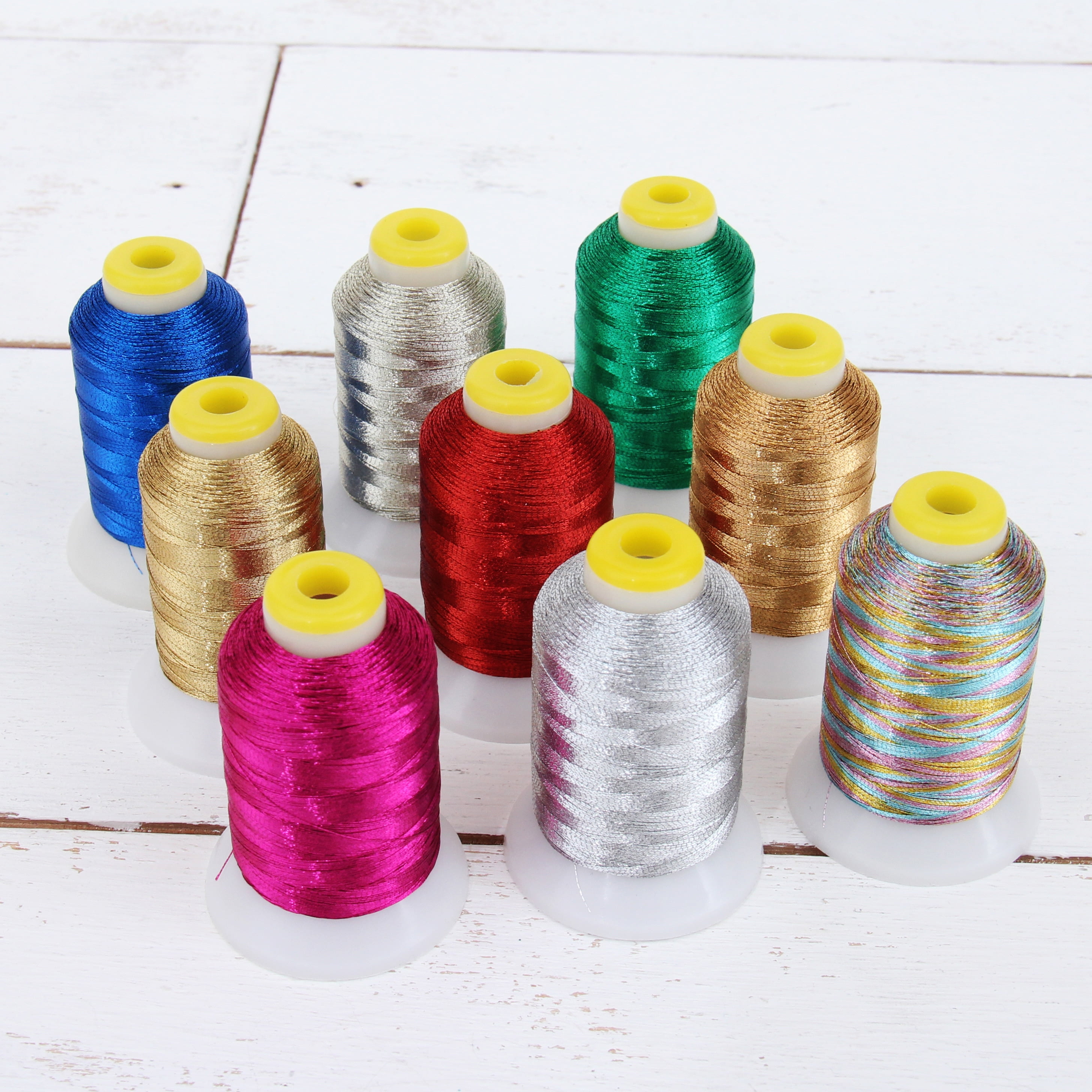 550 Yards For Machine Embroidery Threadart 20 Cones Metallic Embroidery Thread Set | 20 Popular Brilliant Shiny Colors 500 Meter Cones 