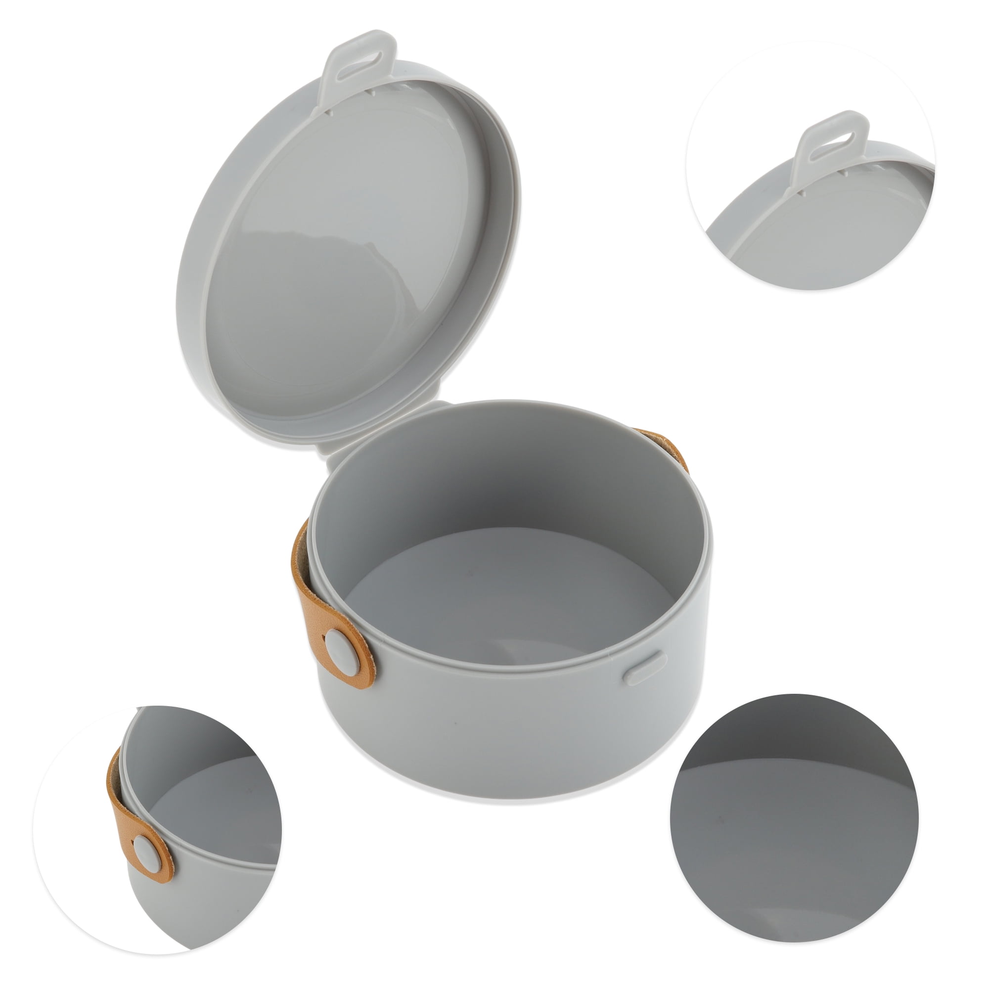 Unique Bargains Round Single-Layer Multi-Function Jewelry Box Organizer Gray