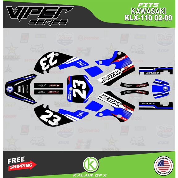 Kalair GFX Graphics Kit for Kawasaki KLX110 (2002-2009) Viper Series