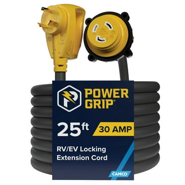 30-Amp RV Extension Cord/Level 1 EV Charger, 25' Length, 125V/3750W — 10AWG (55501)