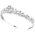 thumbnail image 2 of Tiara de flores con diamantes de imitación para novia, diadema para novia, accesorio para el cabello de cristal para boda, 2 of 7