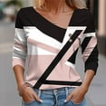 thumbnail image 2 of DDAPJ pyju Dressy Blouses for Women V Neck Long Sleeve Geometric Graphic Tees Fall Trendy Casual Tops Ofertas relámpago Pink M, 2 of 6