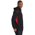 thumbnail image 3 of Sport-Tek Tech Fleece Colorblock Hooded Sweatshirt. F246 - 3XL Black/ True Red, 3 of 6