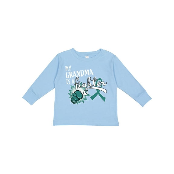 Inktastic Ovarian Cancer Awareness My Grandma is a Fighter Boys or Girls Long Sleeve Toddler T-Shirt
