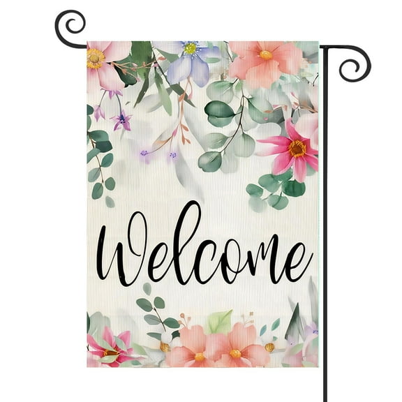 DMERBYL Spring Floral Garden Flag 12x18 Inch Double Sided for Outside Small Burlap Seasonal Yard Flag