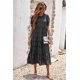 thumbnail image 2 of Vestido PRETTYGARDEN Bohemio Floral Midi con Mangas Abullonadas Cortas Negro S, 2 of 8