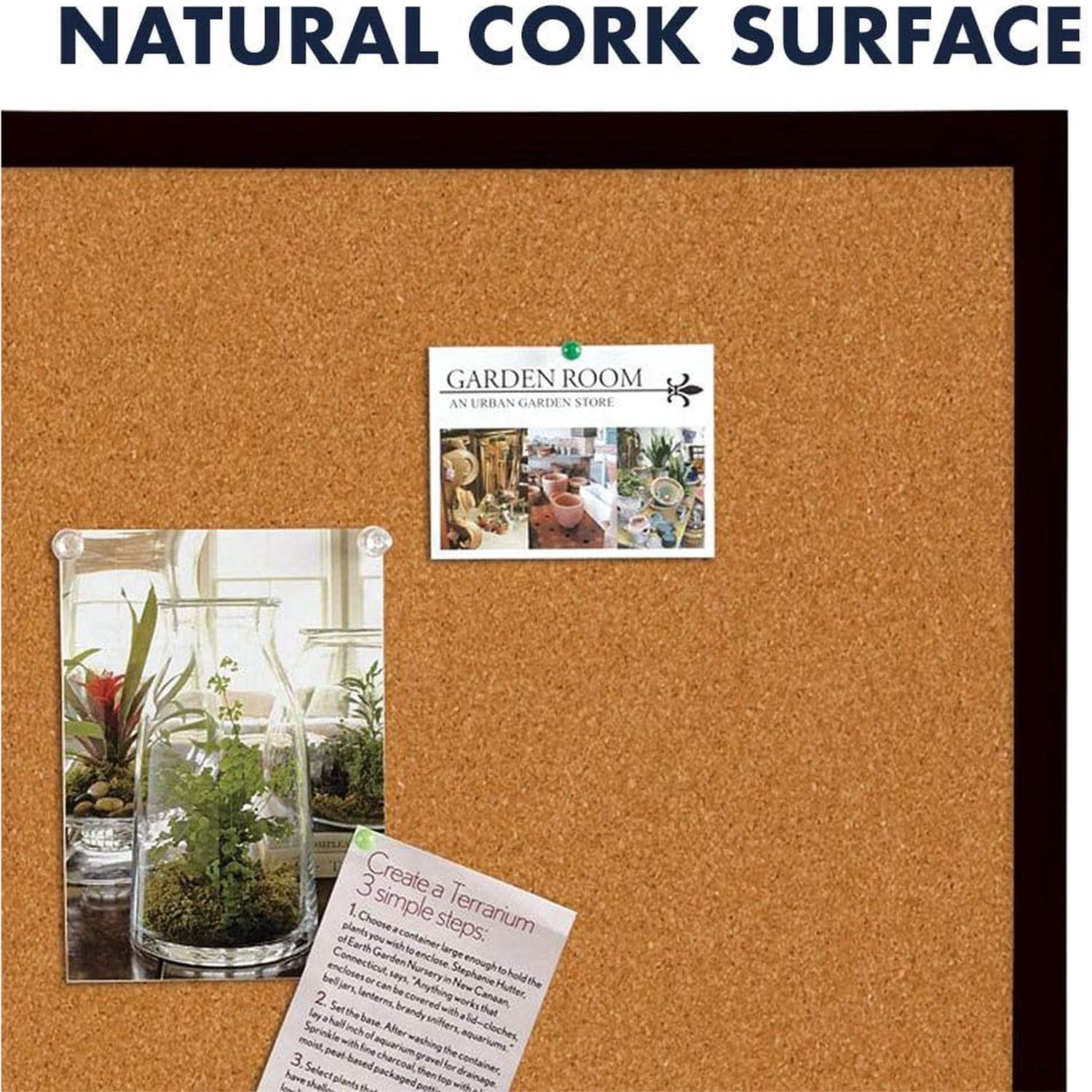 Cork Bulletin Board, Framed Corkboard, 2' x 3', Black Frame, Message Board, Vision Board