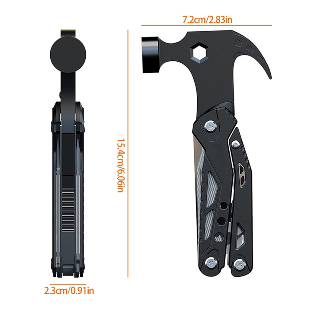 Miiottaa Stainless Steel and Aluminum Outdoor Multi Tool with Car Emergency Sledgehammer Car Window Breaker Perfect for Camping Hiking