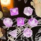 thumbnail image 4 of 7 dados poliédricos acrílicos para fiestas, dados pintados para juegos de rol DND RPG púrpura, 4 of 9