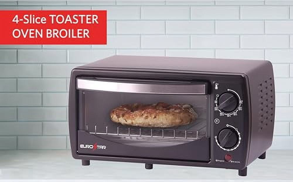 EUROSTAR TO900B 4-Slice Toaster Oven Broiler, Black