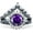 Amethyst Cubic Zirconia with Black Tone, variant on Two Piece Round Ring White Opal White Tone 925 Sterling Silver, Size 8