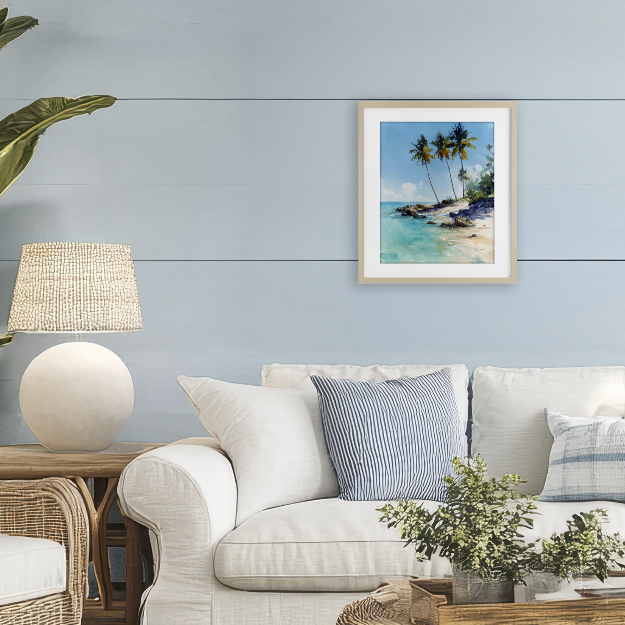Stupell Industries Rocky Tropical Shore Birch Framed Print Under Glass, design by Franklyn Gregory