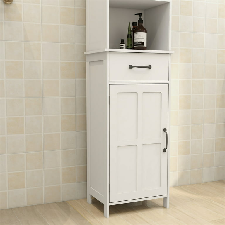 Spirich Home Slim Bathroom Storage Cabinet, Free Standing Toilet Paper  Holder, Bathroom Cabinet Slide Out Drawer Storage,White