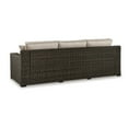 thumbnail image 4 of Waga 97 Inch Outdoor Sofa, 4 Throw Pillows, Brown Resin Wicker, Beige, 4 of 5
