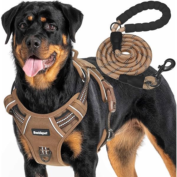 wonima02 Heavy Duty Tactical Dog Harness for Large Dogs, No Pull Adjustable Pet Harness Reflective Service Training Easy Control Pet Vest Military K9 Working Dog Harnesses- Large, Brown