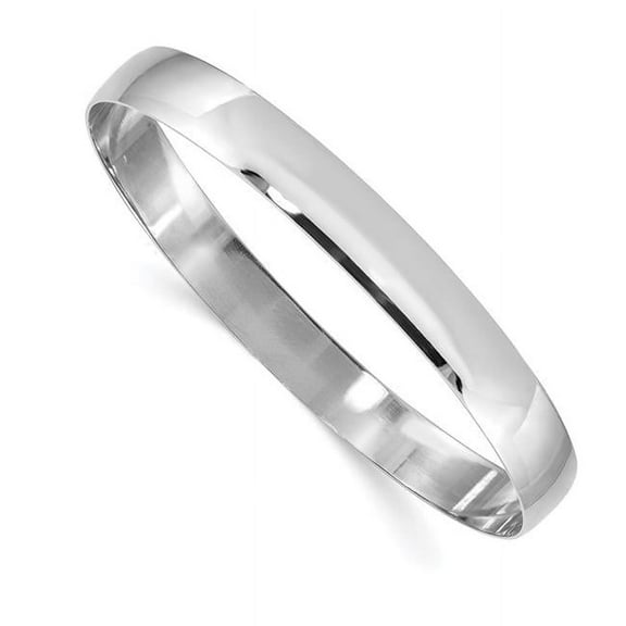 Primal Gold 14 Karat White Gold 8mm Solid Half-Round Slip-On Bangle