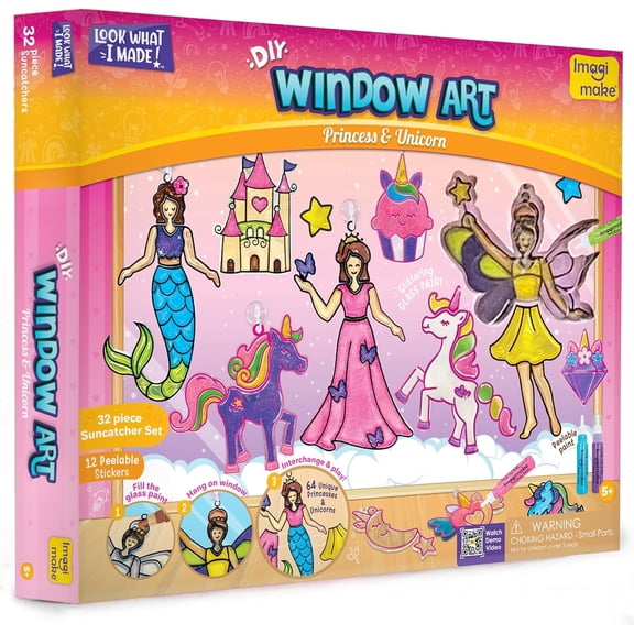 Imagimake Window Art Princess & Unicorn | Suncatcher Kit | Unicor-n Gifts for Girls Age 6-8 | Arts and Crafts for Kids Ages 8-12 | Birthday Gifts for Girls & Boys | Christmas Gifts for Girls 8-12