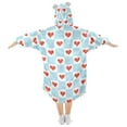 thumbnail image 2 of FORMRS Wearable Blanket Hoodie with Sleeves for Kids Cozy Flannel Sweatshirt, Light Blue Checkered Heart, 2 of 7