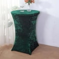 thumbnail image 4 of Efavormart Hunter Emerald Green Crushed Velvet Stretch Fitted Round Highboy Cocktail Table Cover, 4 of 5