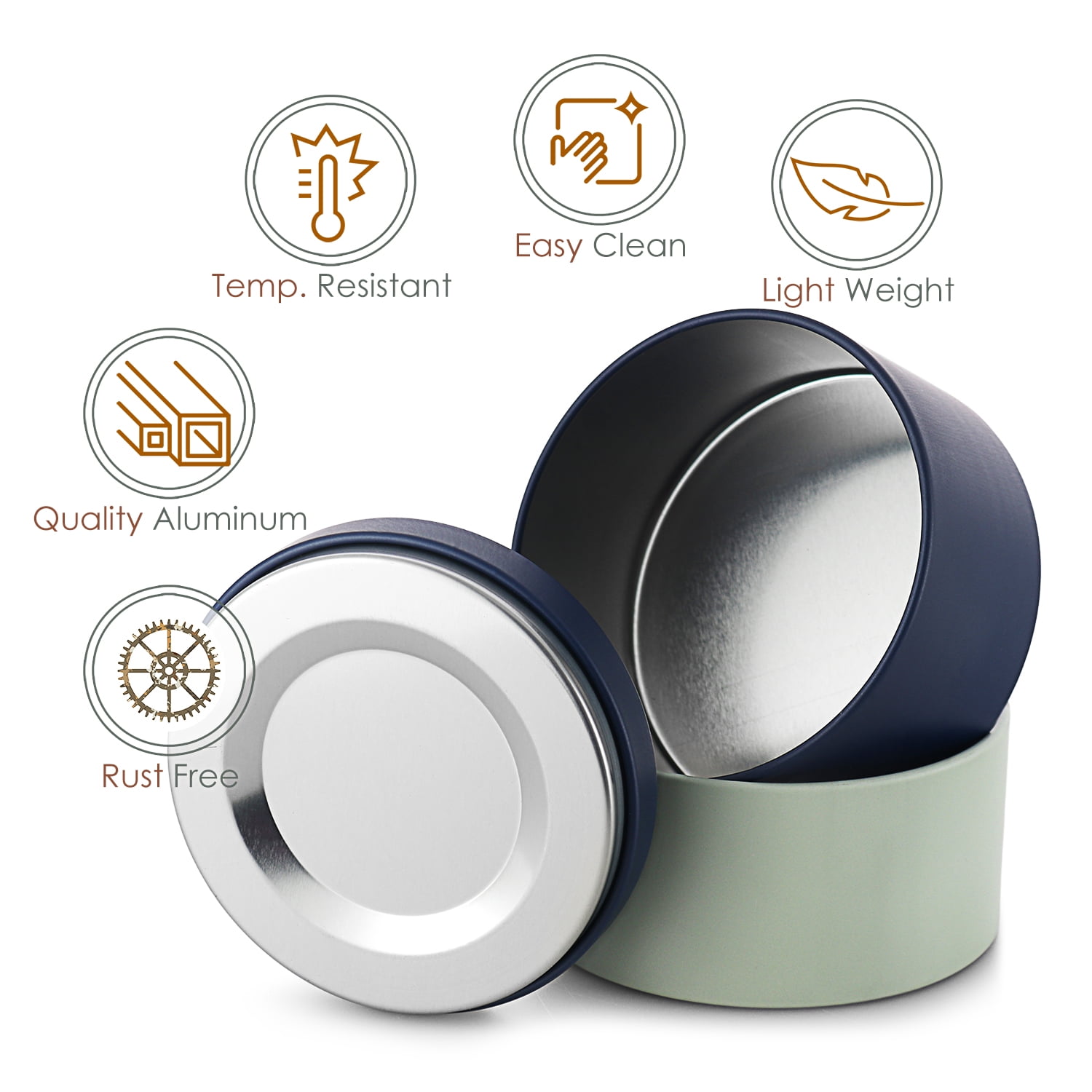 Hearth & Harbor 8 Oz, 24 Pack Navy and Sage DIY Candle Containers with Lids - Tin Candle Jars for Making Candles - Metal Candle Jars - Bulk Tins Storage for Candle - Solid