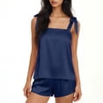 thumbnail image 4 of Enjoytime Two Piece Sets for Women Satin Tie Shoulder Sleeveless Tops with Shorts Outfits Summer Casual Loungewear Set, 4 of 6