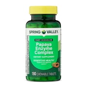 Spring Valley Papaya Enzyme Complex Chewable Tablets Dietary Supplement, Digestive Health, 180 Count