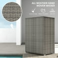 thumbnail image 4 of Outsunny Wicker Outdoor Storage Cabinet with Shelves, 2-Door Rattan Pool Towel Storage Cabinet with Removable Shelf & Drawer, Dark Gray, 4 of 9