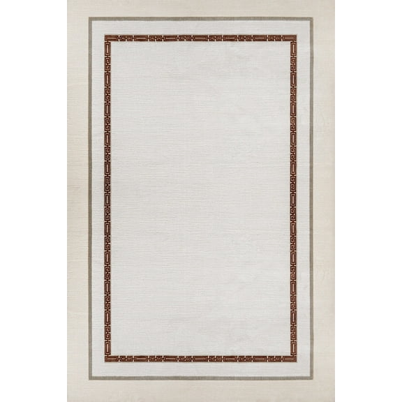 Cream Framed Area Rugs for Living Room Washable Rugs Boho Moroccan Area Rug Soft Neutral Geometric Bohemian Carpet Distressed Indoor Rug for Bedroom Dining Room Office Foldable Nonslip Rug