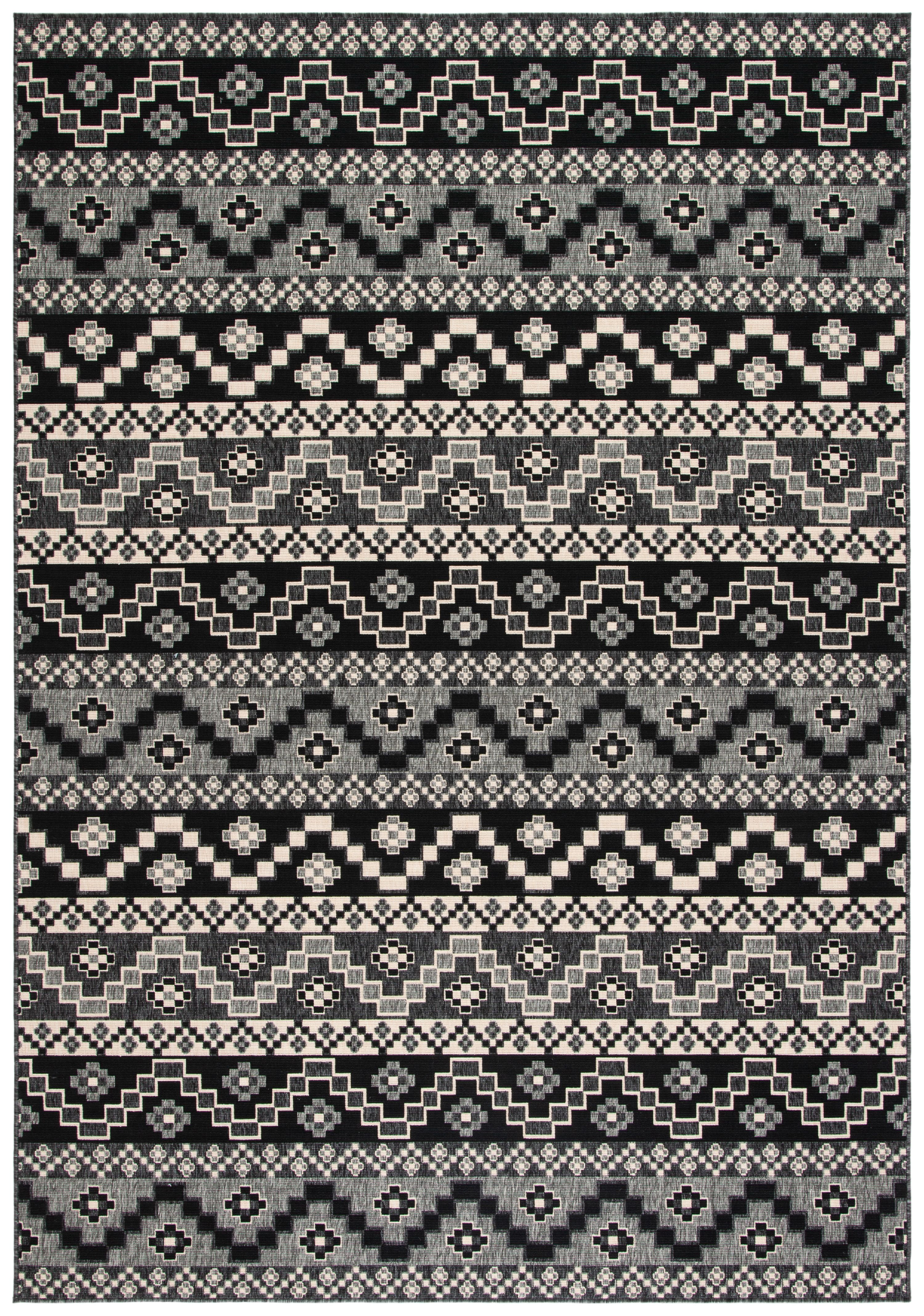 SAFAVIEH Veranda Luwig Southwestern Indoor/Outdoor Area Rug, 8' x 11', Black/Beige