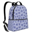 thumbnail image 2 of Lsque Blue And White Flowers Pattern Backpack – School Travel Canvas Daypack with Ergonomic Padded Straps, Multiple Compartments & Leather Handle, 2 of 5
