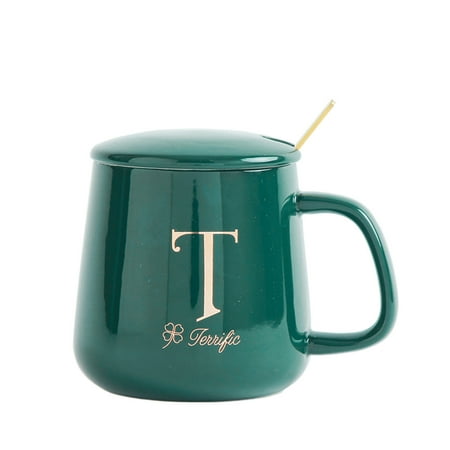 

wendunide kitchen gadgets Letter Ceramic Mug Couple Coffee Cup Gift Set Mug Creative Milk Mug Water Cup Green