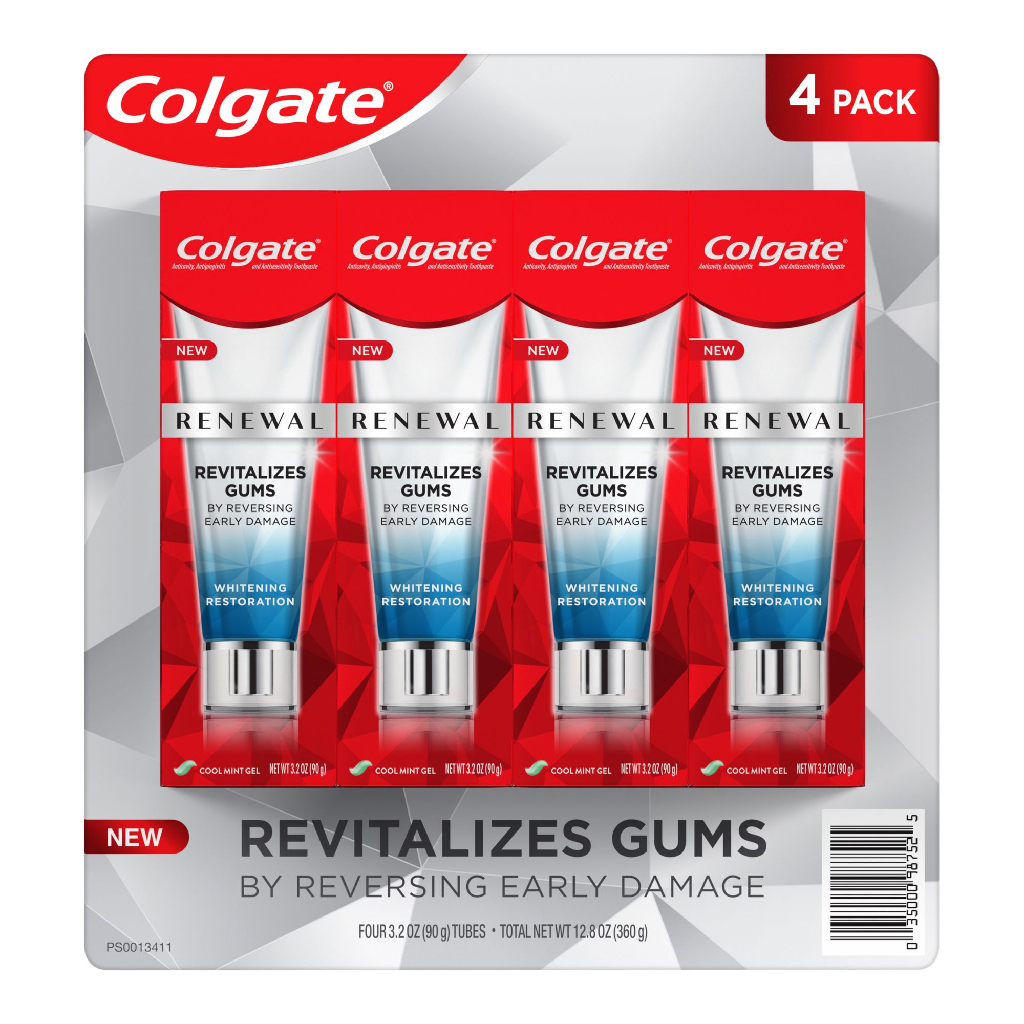 Colgate Renewal Whitening Restoration Toothpaste Cool Mint Gel, 4 pk