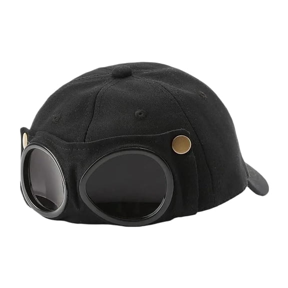 Men's Korean-Style Pilot Baseball Cap, Aviator Goggle Hat with Curved Visor, Cotton Canvas Sun Protection Cap for Spring Summer